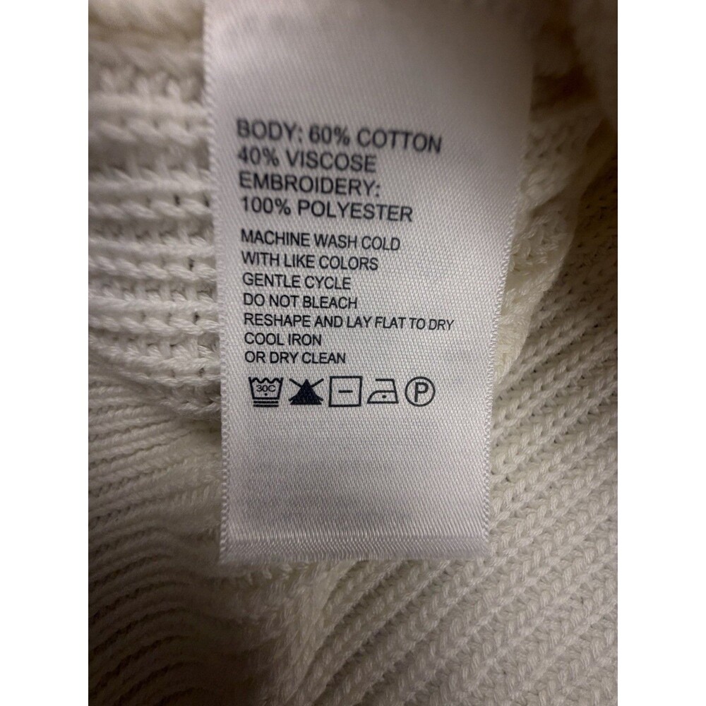 Tommy Bahama Breezy Palm Crew Neck Pullover Sweater Ivory XL Raglan Embroidered - Picture 8 of 10